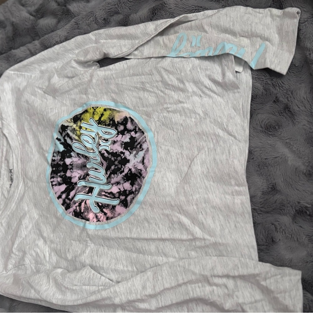 Hurley Crop Light Gray Graphic Long Sleeve Tee